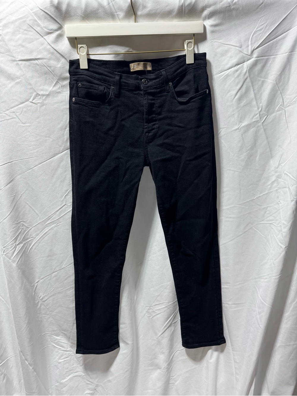 7 For All Mankind Black Ankle Crop Slim Jeans